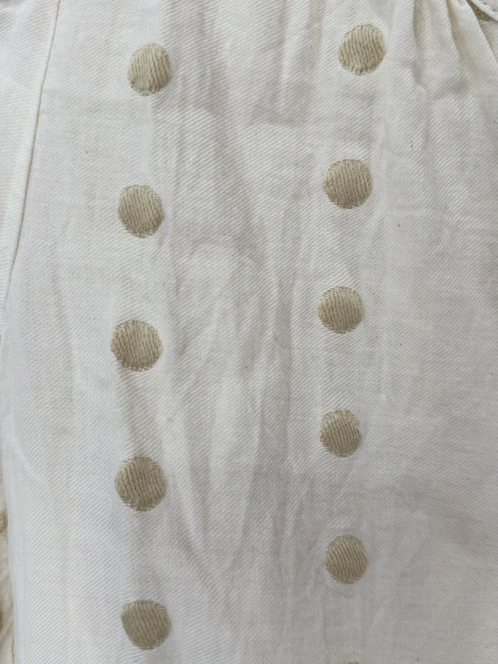 LOFT Cream no collar Blouse V-neck line Light Tan Polka Dots size SP - Picture 6 of 7